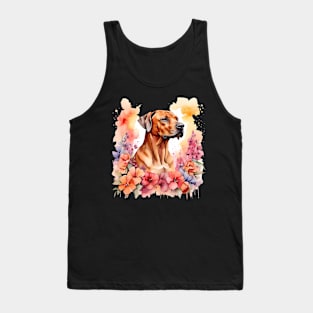 A rhodesian ridgeback decorated with beautiful watercolor flowers Tank Top